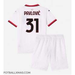 AC Milan Strahinja Pavlovic #31 Bortedraktsett Barn 2024-25 Kortermet (+ Korte bukser)