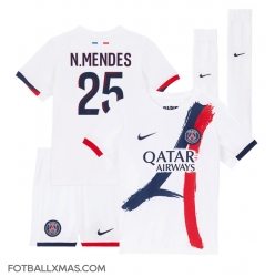 Paris Saint-Germain Nuno Mendes #25 Bortedraktsett Barn 2024-25 Kortermet (+ Korte bukser)