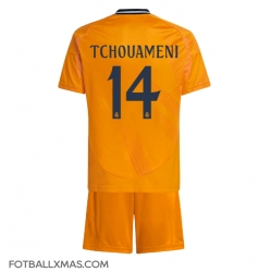 Real Madrid Aurelien Tchouameni #14 Bortedraktsett Barn 2024-25 Kortermet (+ Korte bukser)